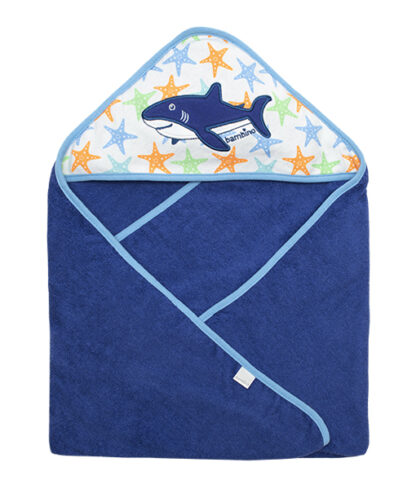 Toalla Capucha Celeste/Azul Tiburón Bambino
